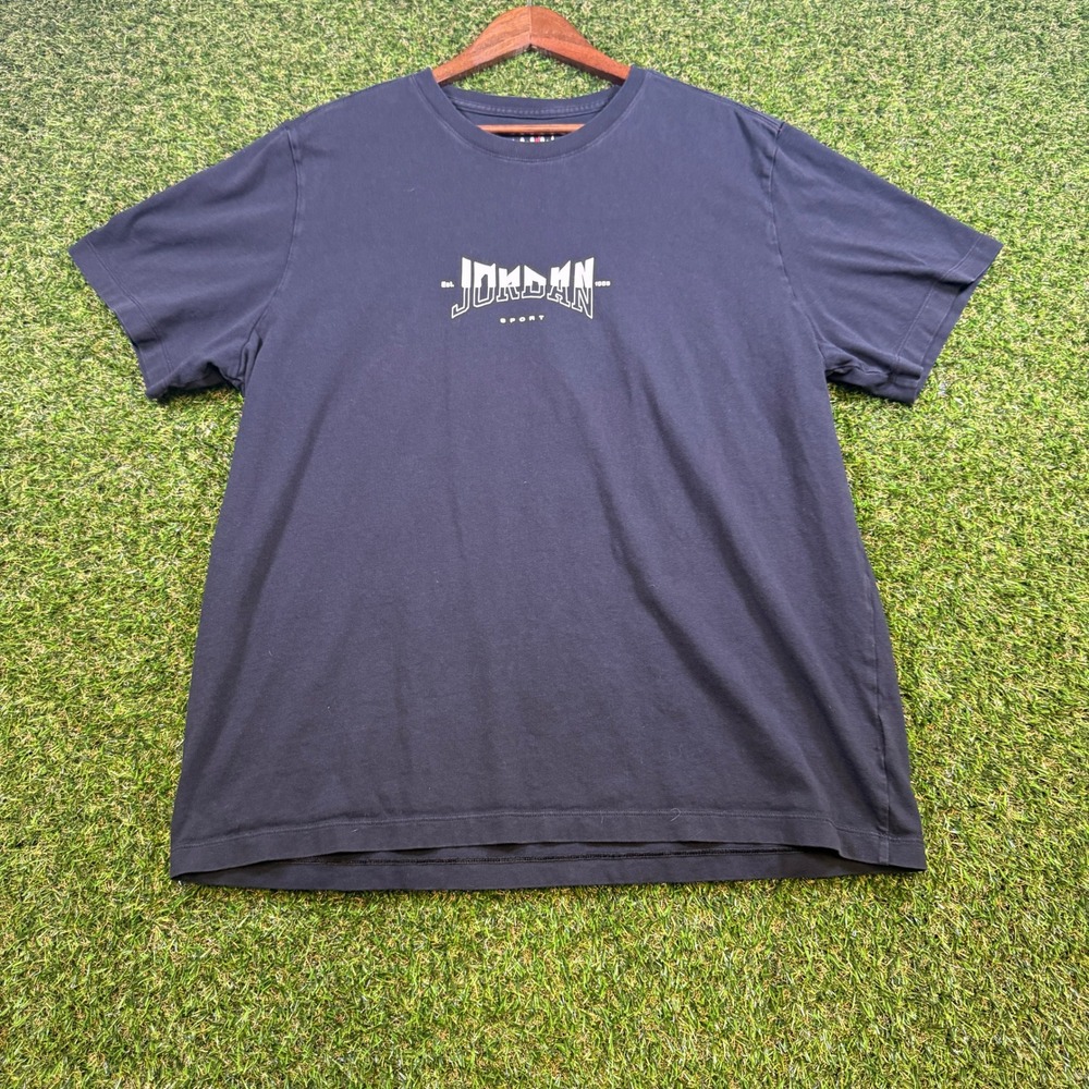 Jordan Sport Dri-FIT Navy Blue Graphic T-Shirt Mens XL Jumpman Back Print